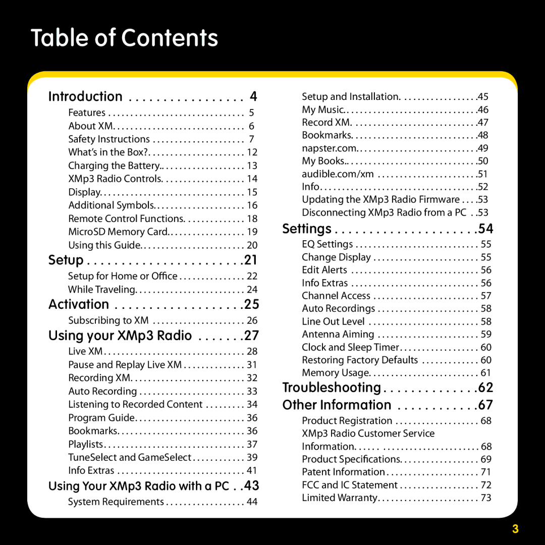 Pioneer CD-XMHEAD1, CD-XMPCAR1, CD-XMHOME1, CD-XMCASE1 manual Table of Contents 