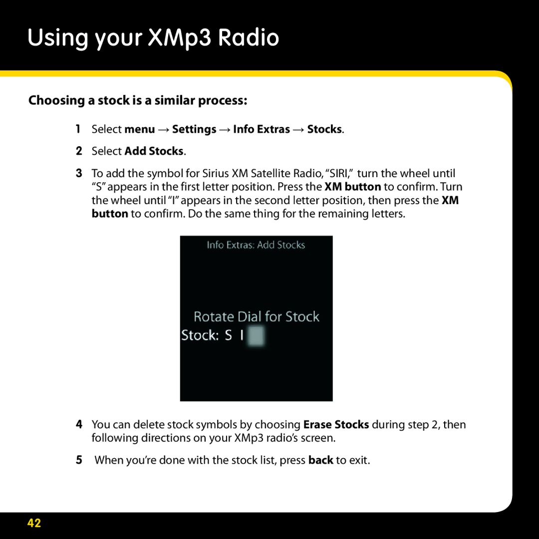 Pioneer CD-XMCASE1, CD-XMPCAR1, CD-XMHOME1, CD-XMHEAD1 manual Choosing a stock is a similar process 