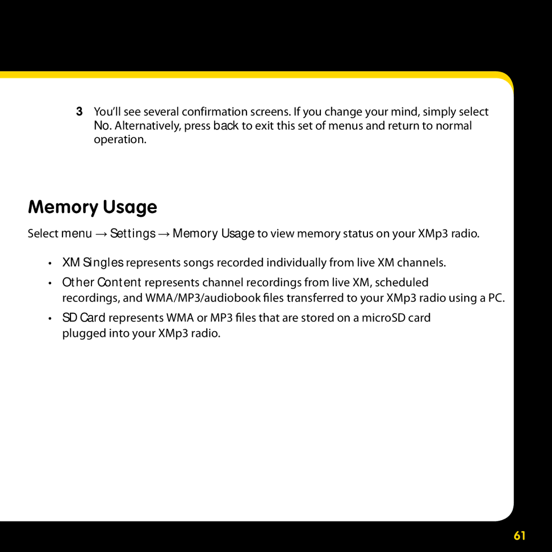 Pioneer CD-XMHOME1, CD-XMPCAR1, CD-XMCASE1, CD-XMHEAD1 manual Memory Usage 