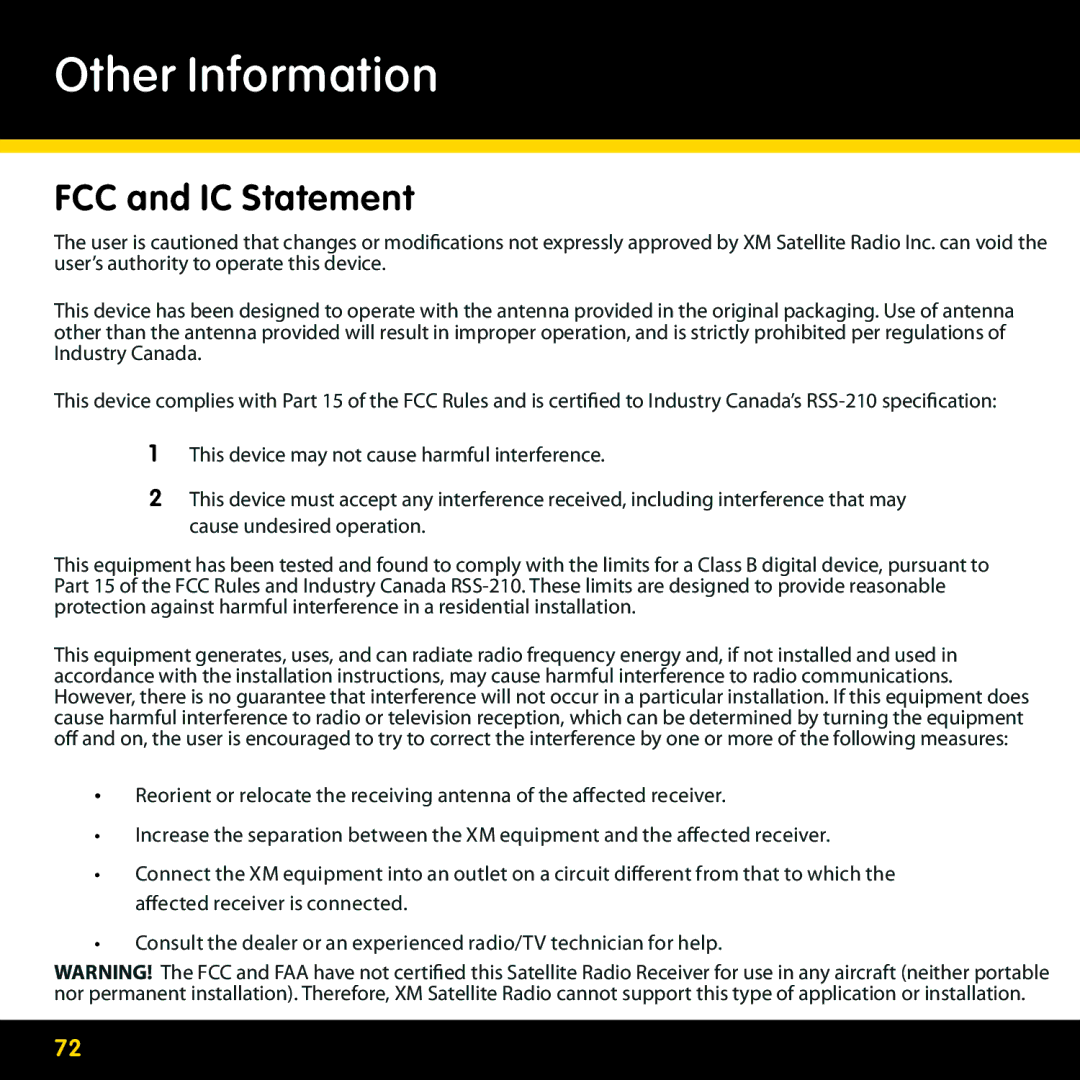 Pioneer CD-XMPCAR1, CD-XMHOME1, CD-XMCASE1, CD-XMHEAD1 manual FCC and IC Statement 