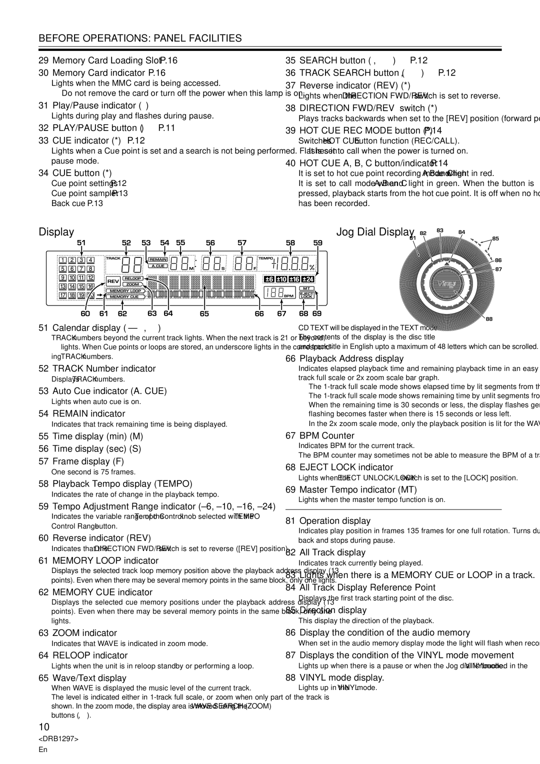 Pioneer CDJ-1000 operating instructions Jog Dial Display 