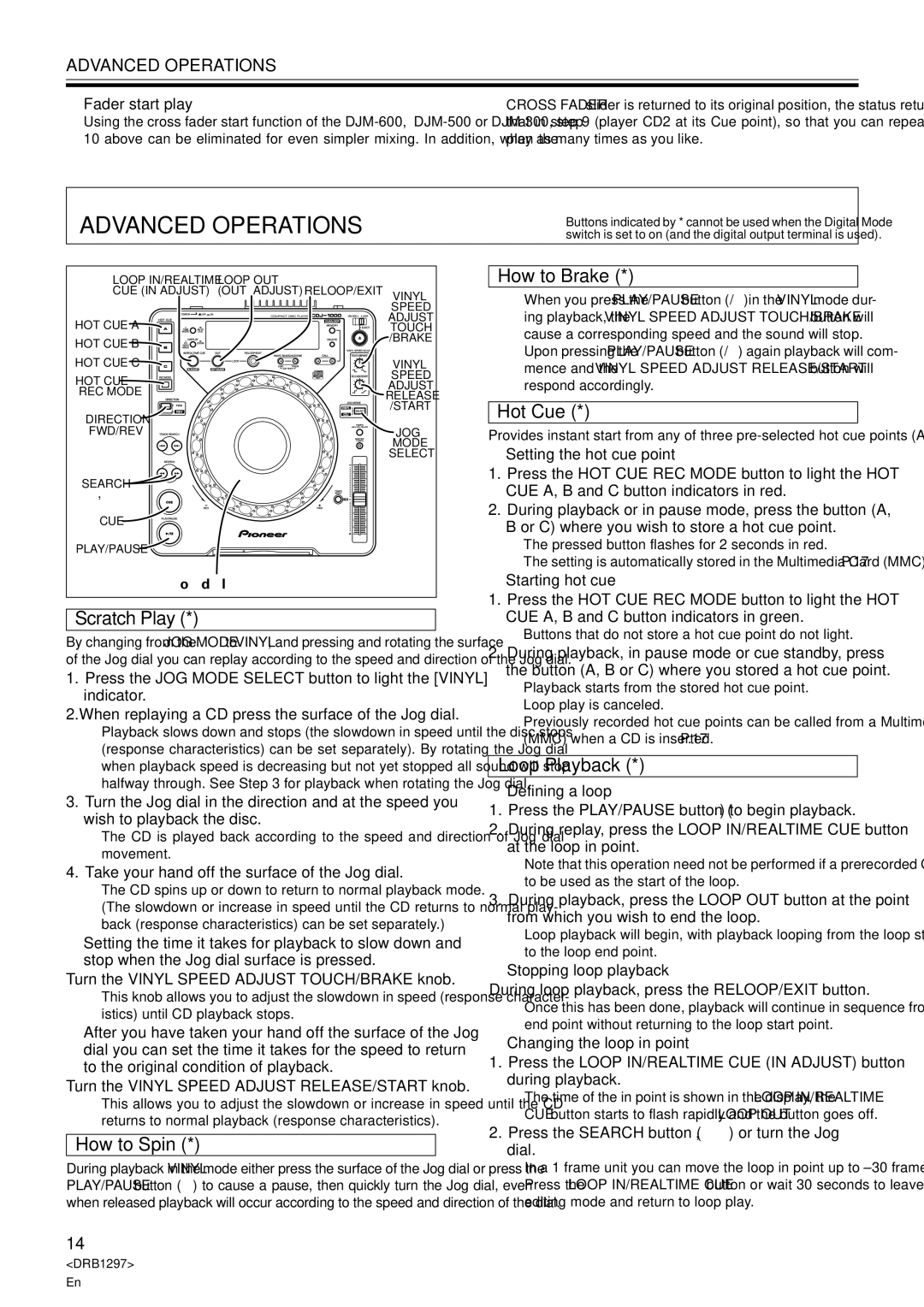 Pioneer CDJ-1000 operating instructions Advanced Operations 