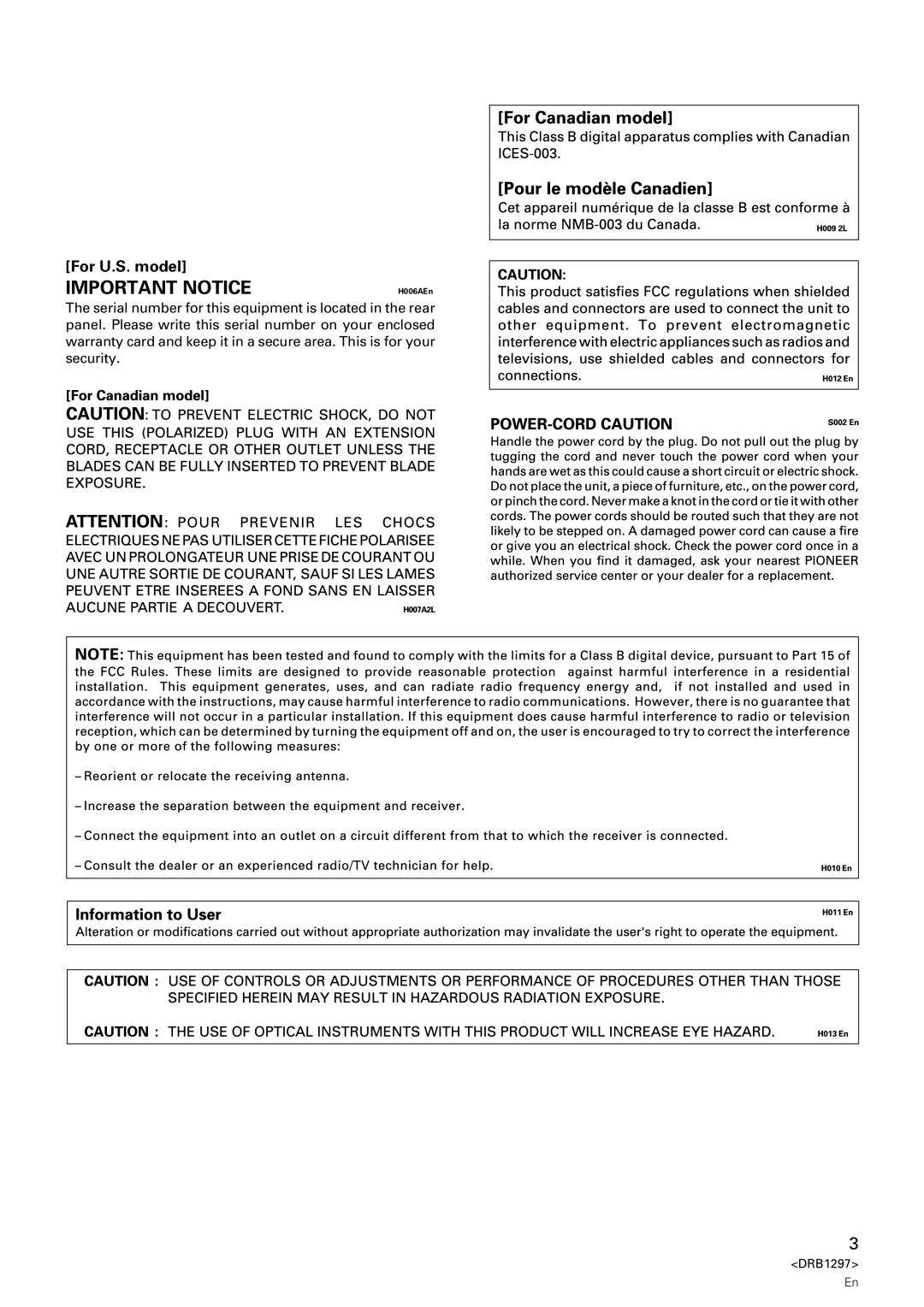 Pioneer CDJ-1000 operating instructions Important Notice 