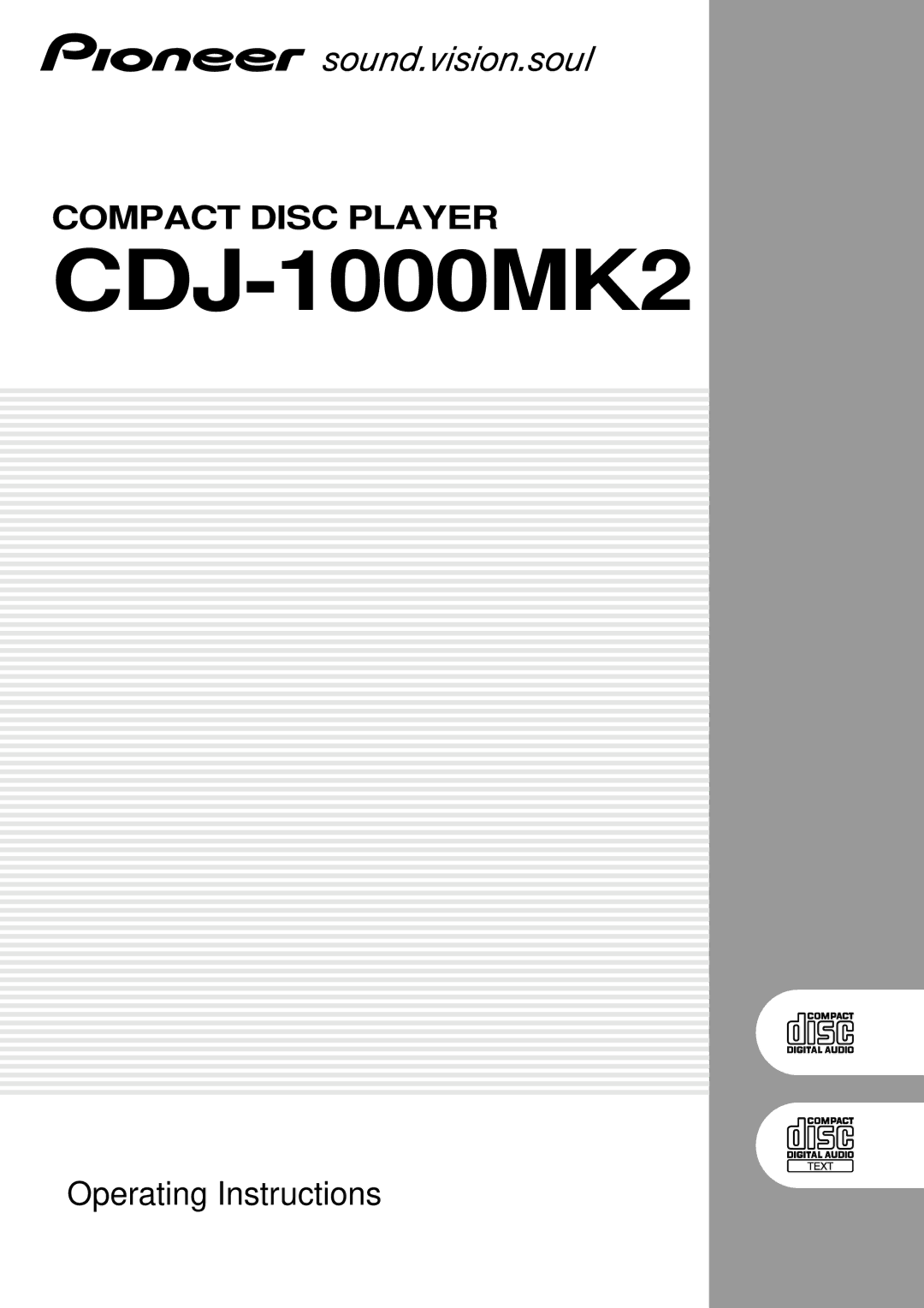 Pioneer CDJ-1000MK2 manual 