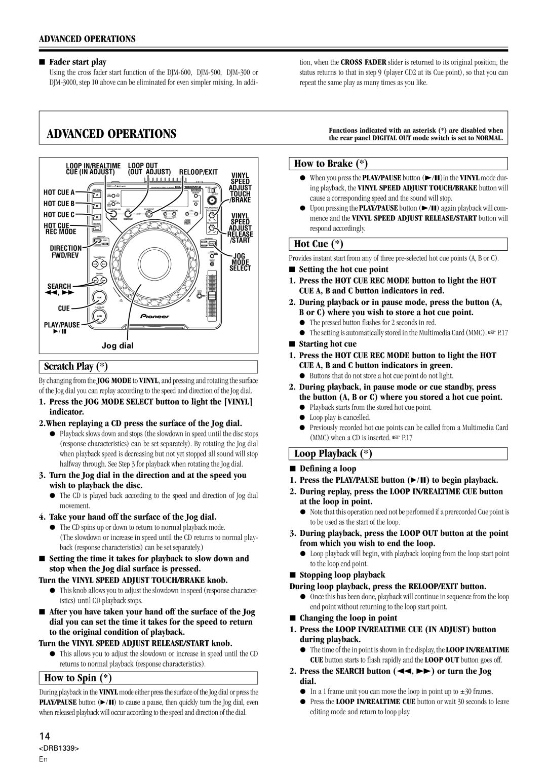 Pioneer CDJ-1000MK2 manual Advanced Operations 