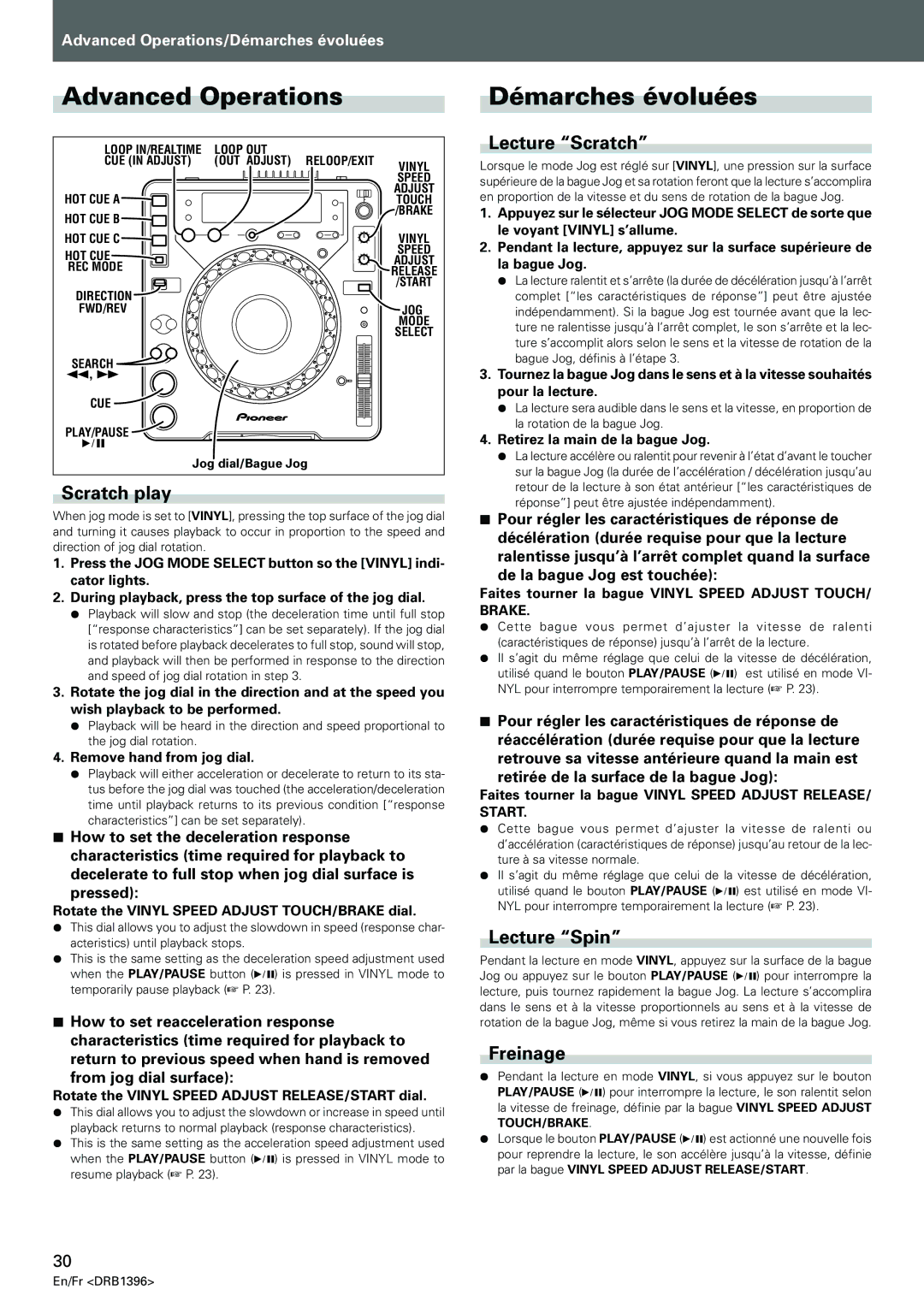 Pioneer CDJ-1000MK3 manual Advanced Operations, Démarches évoluées 