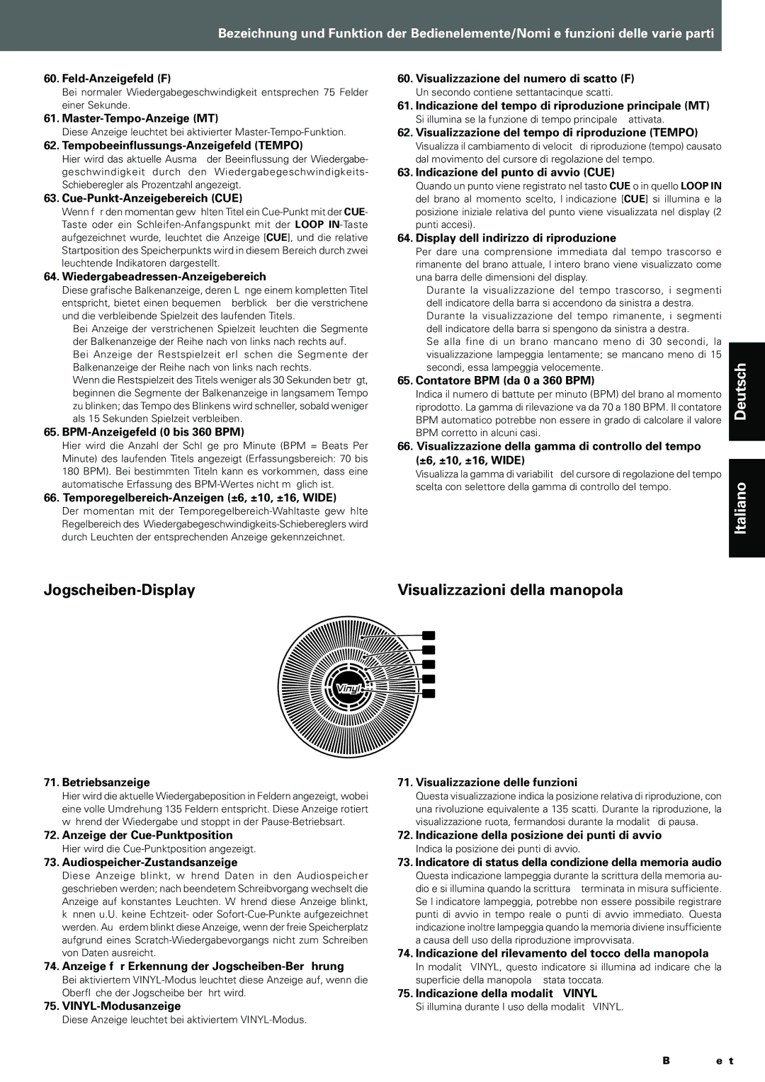 Pioneer CDJ-1000MK3 manual Jogscheiben-Display, Visualizzazioni della manopola 