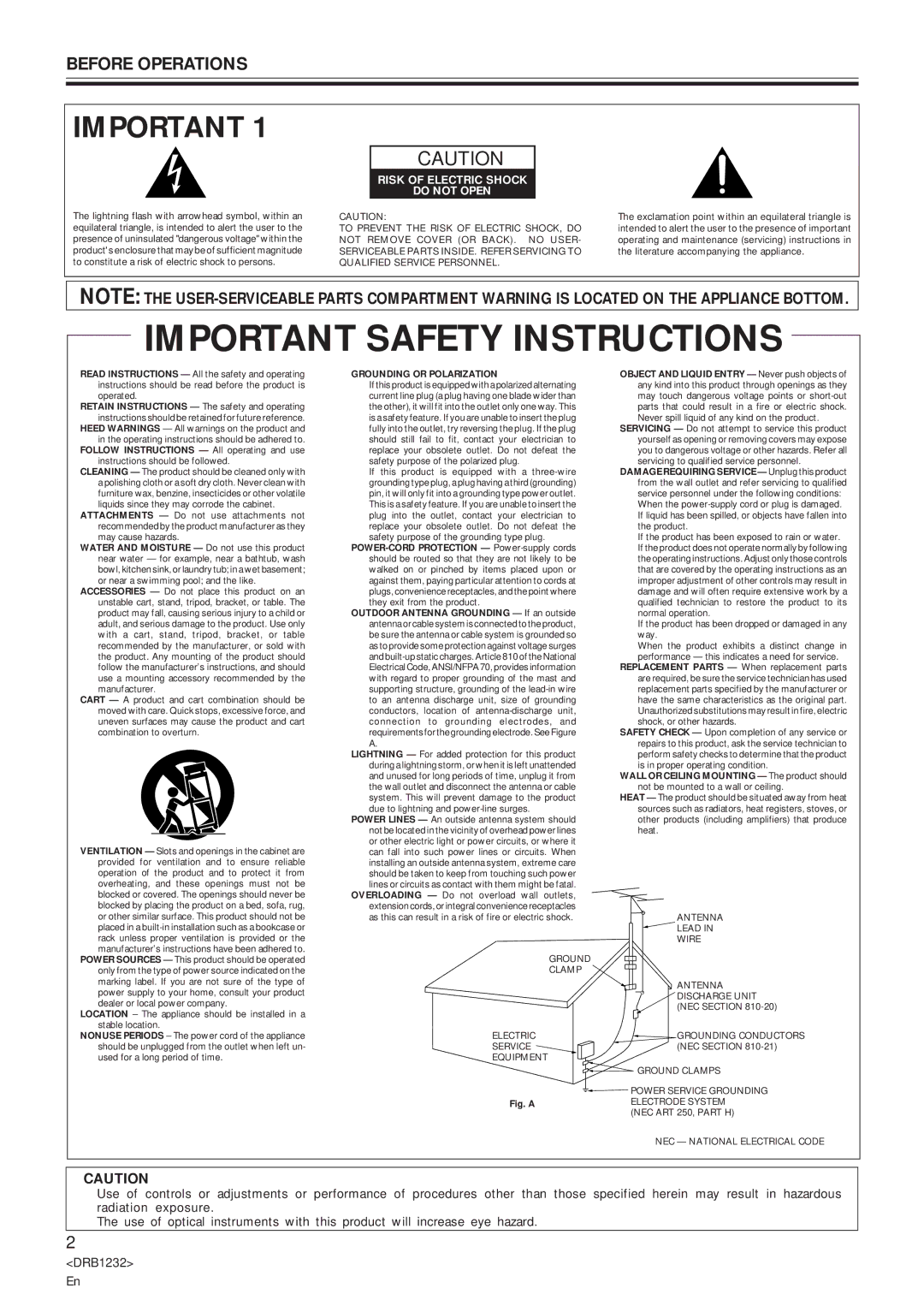 Pioneer CDJ-100S specifications Important Safety Instructions 