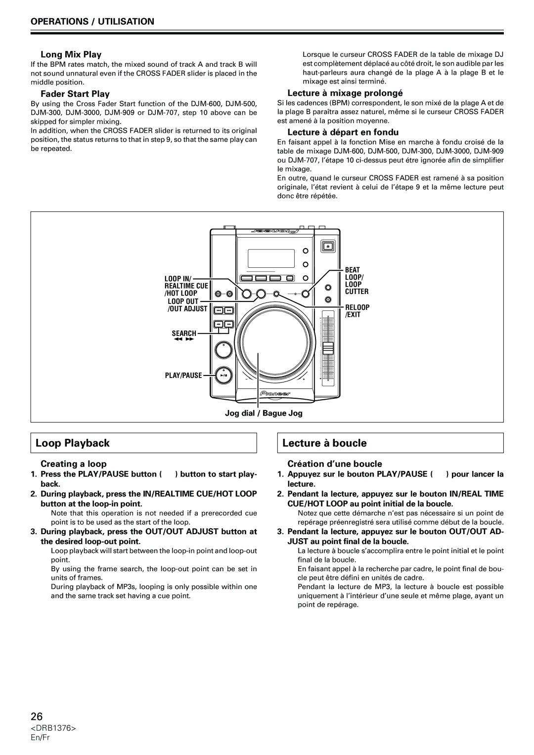 Pioneer CDJ-200 manual Loop Playback, Lecture à boucle 