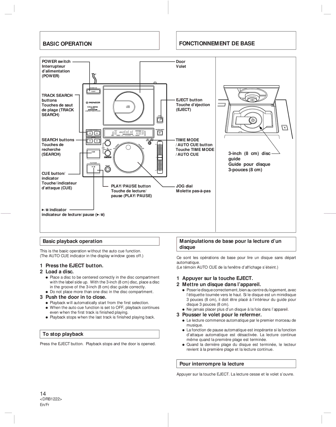 Pioneer CDJ-500II operating instructions Basic Operation Fonctionnement DE Base 