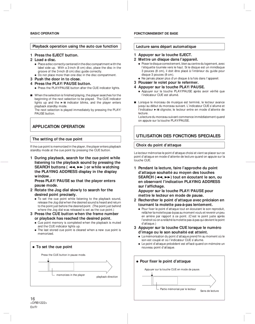 Pioneer CDJ-500II operating instructions Application Operation, Utilisation DES Fonctions Speciales 