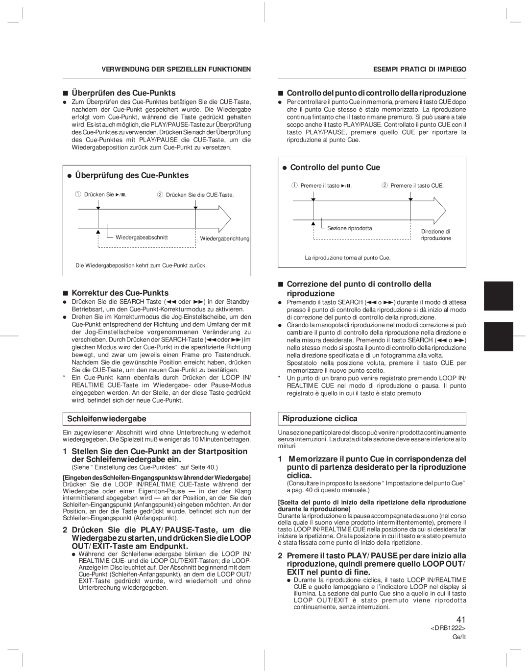 Pioneer CDJ-500II operating instructions Verwendung DER Speziellen Funktionen, Esempi Pratici DI Impiego 