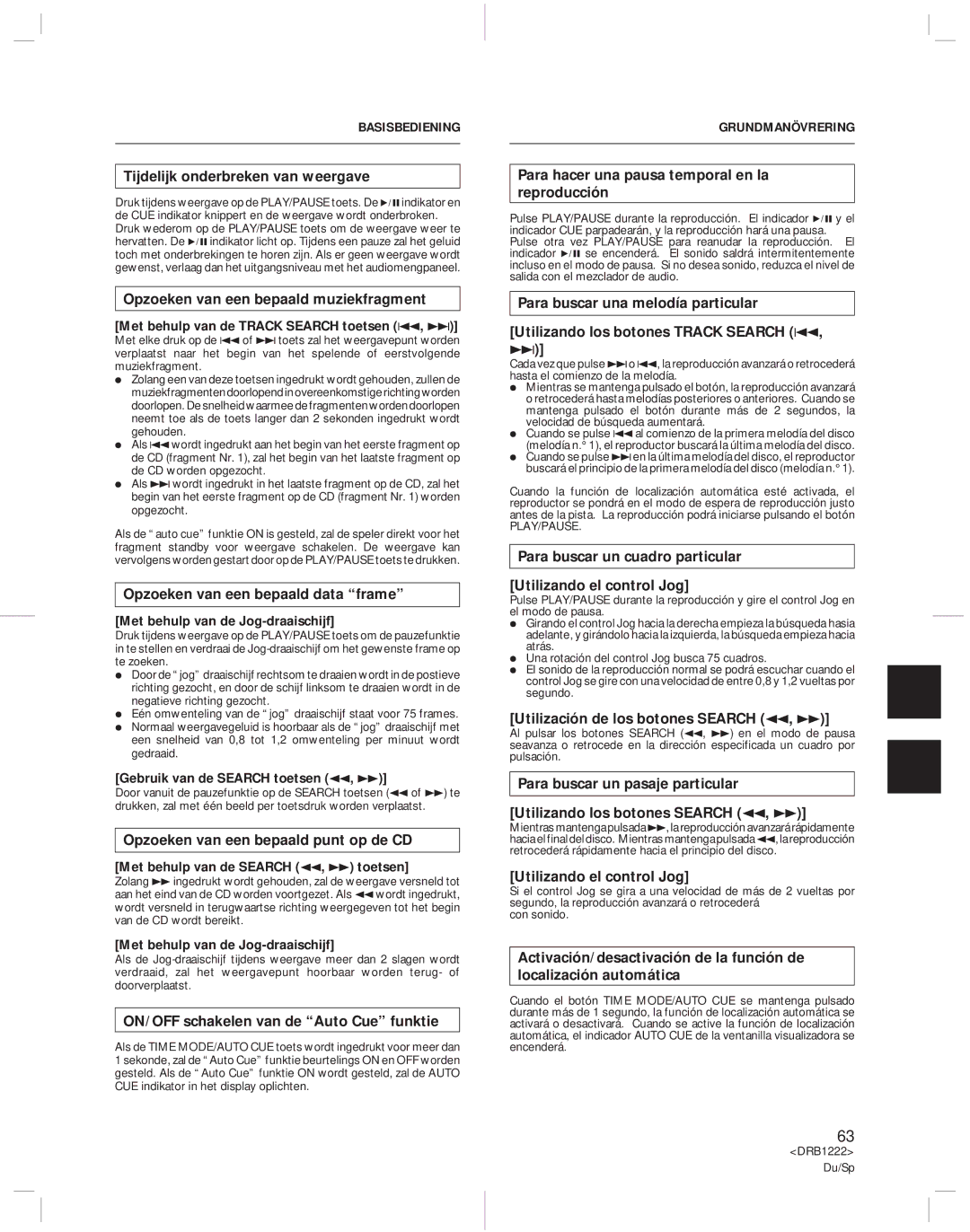 Pioneer CDJ-500II operating instructions Basisbediening, Grundmanövrering 