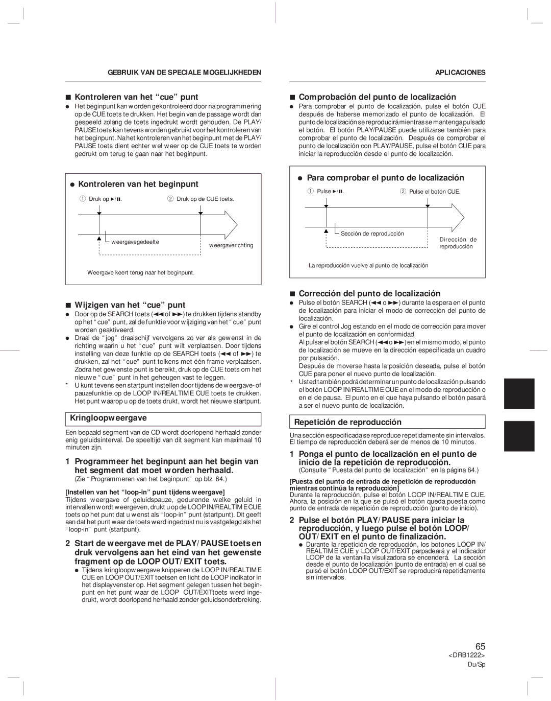 Pioneer CDJ-500II operating instructions Gebruik VAN DE Speciale Mogelijkheden, Aplicaciones 