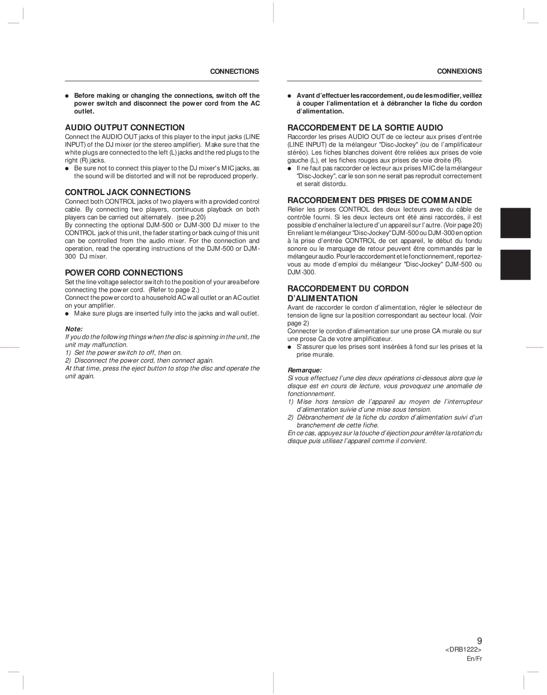 Pioneer CDJ-500II operating instructions Connections, Connexions 