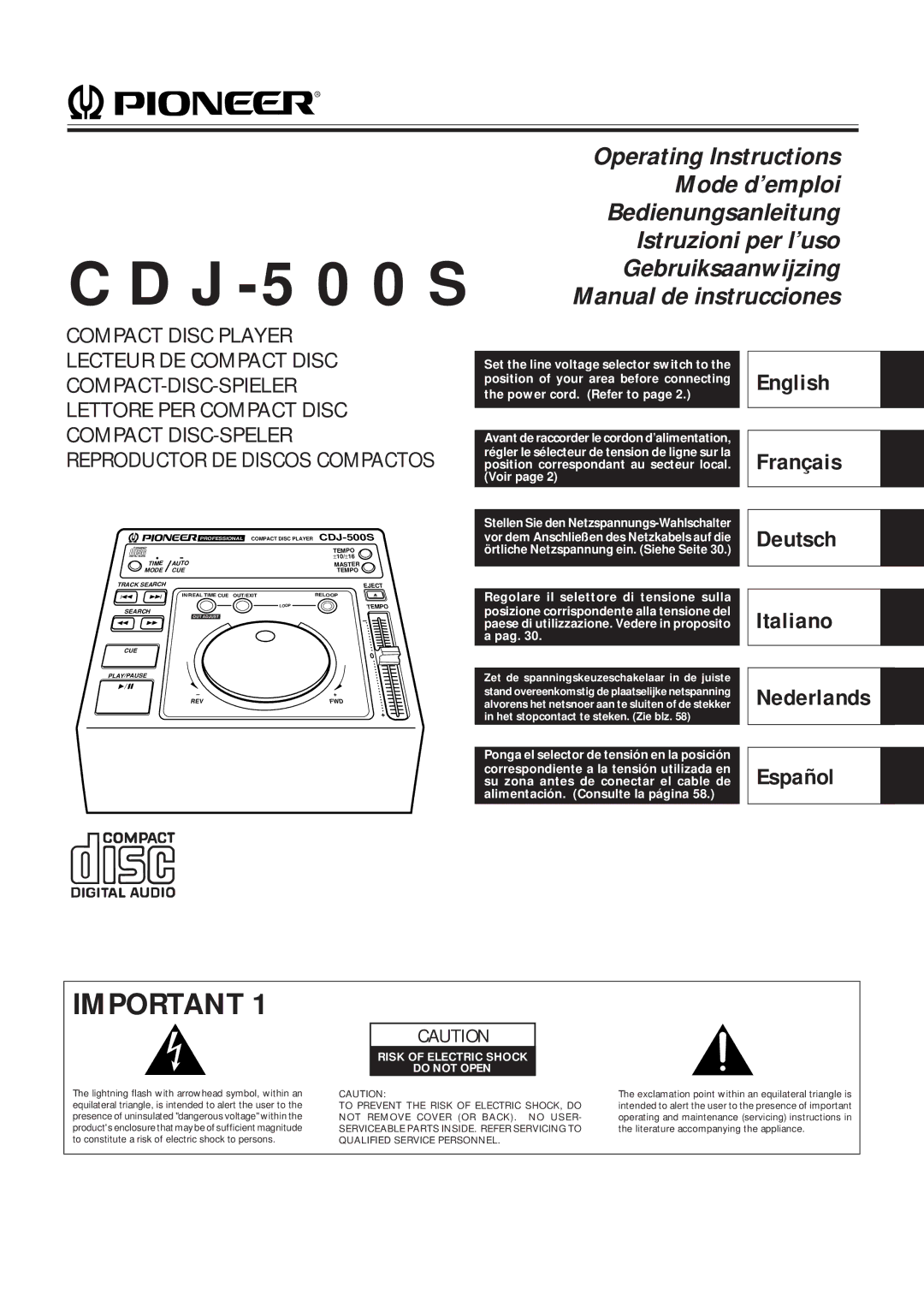 Pioneer CDJ-500S user service 