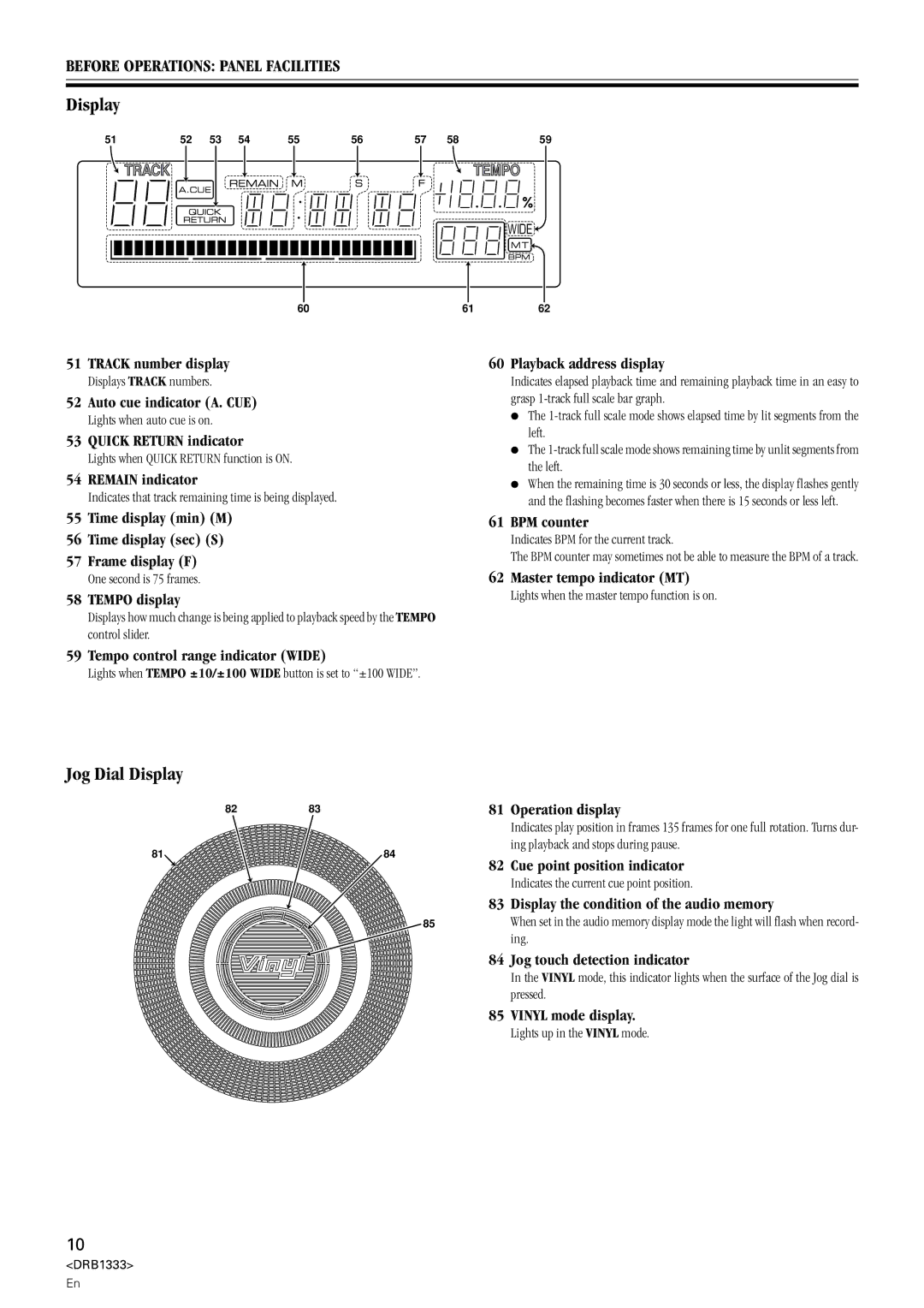 Pioneer CDJ-800 manual Jog Dial Display 