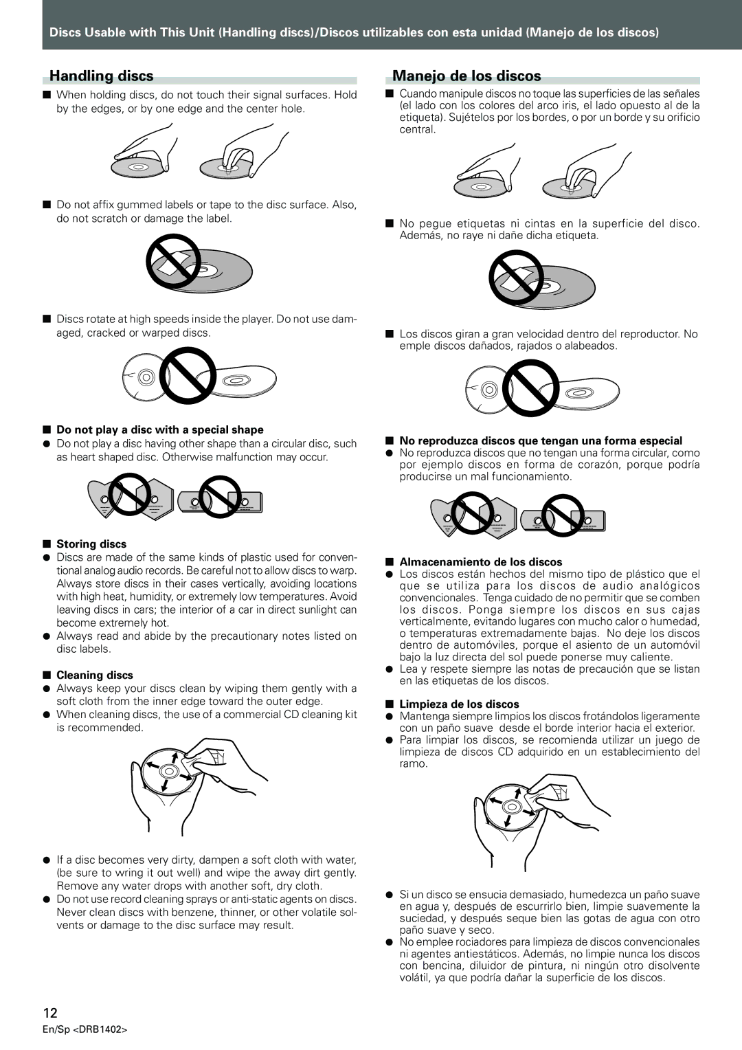 Pioneer CDJ-800MK2 operating instructions Handling discs, Manejo de los discos 