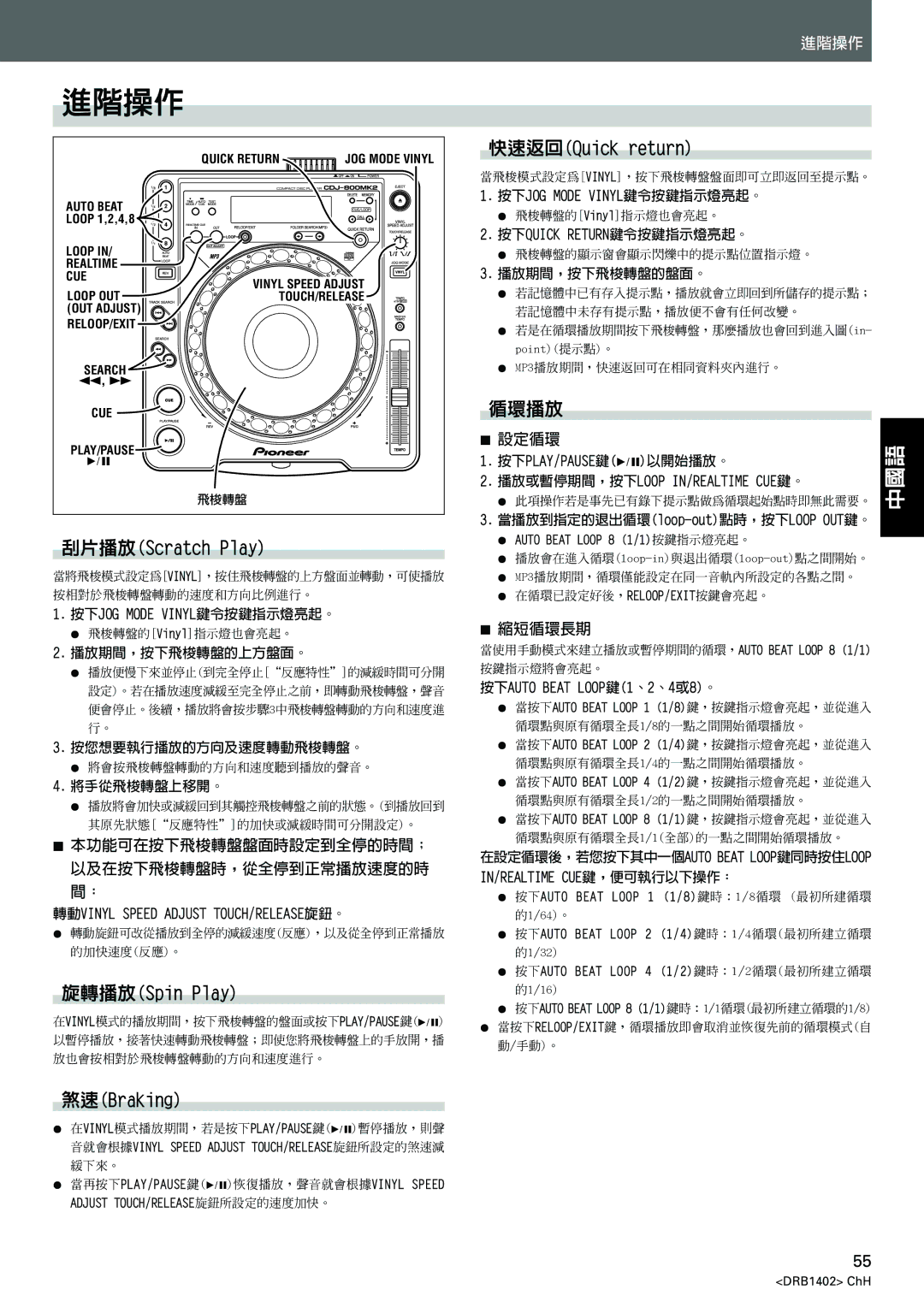 Pioneer CDJ-800MK2 operating instructions 進階操作, 循環播放 