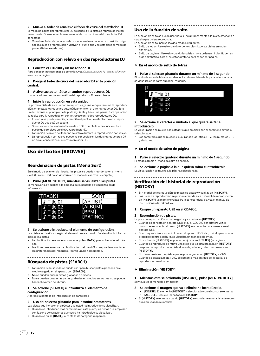 Pioneer CDJ-900, Multi Player operating instructions Uso del botón Browse 