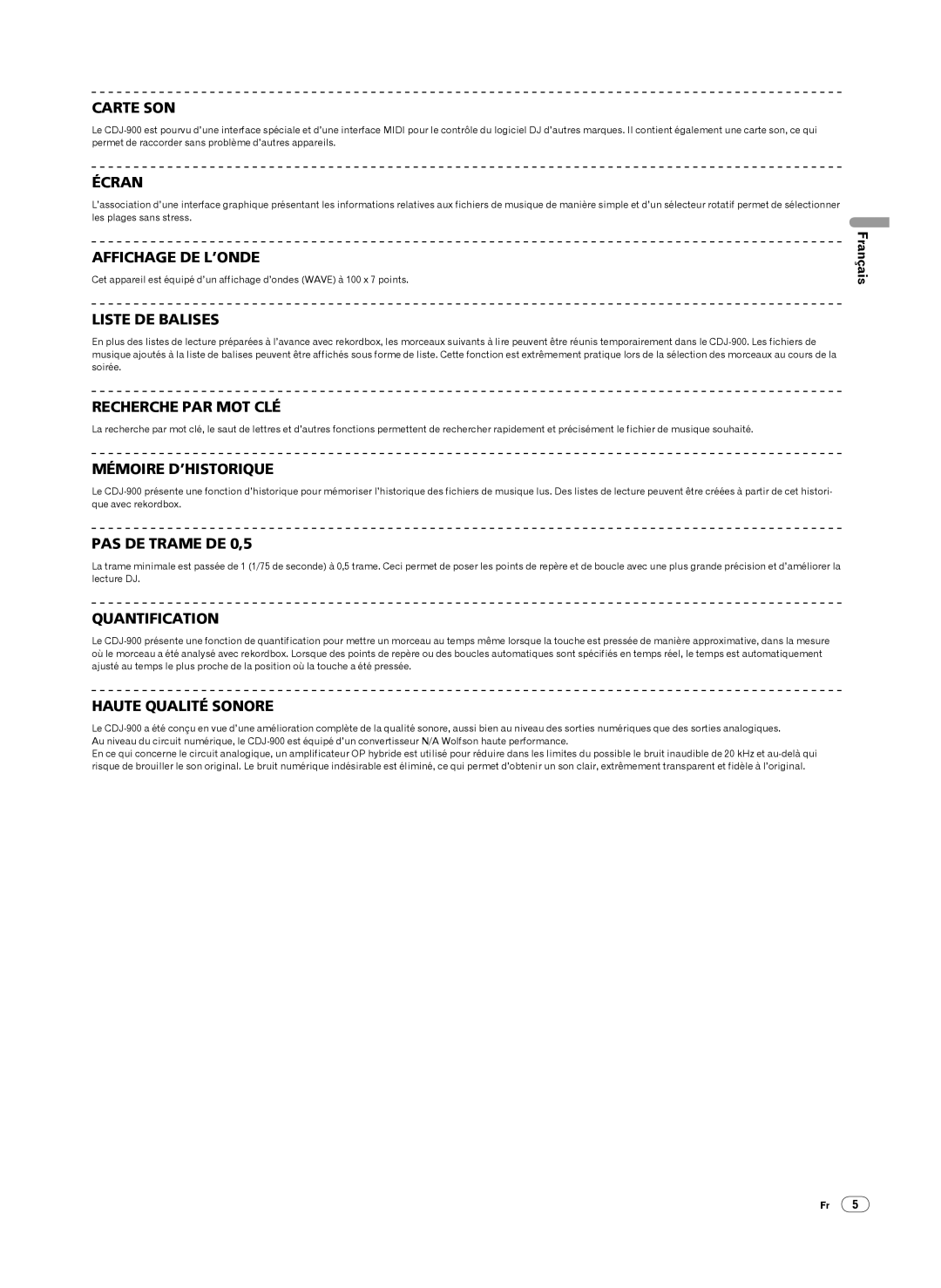 Pioneer Multi Player, CDJ-900 operating instructions Affichage DE L’ONDE 