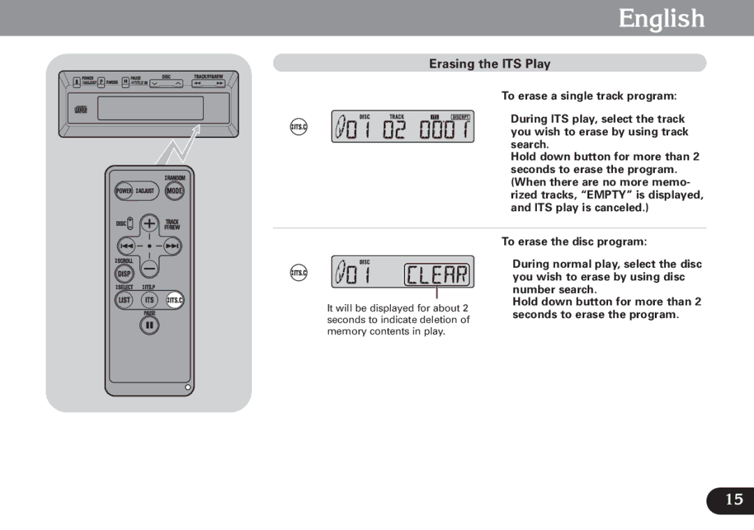 Pioneer CDX-FM1279 operation manual Erasing the ITS Play 