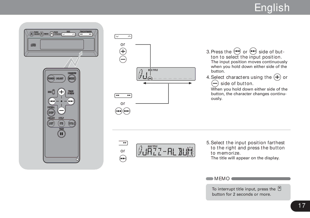 Pioneer CDX-FM1279 operation manual Press the or side of but- ton to select the input position 