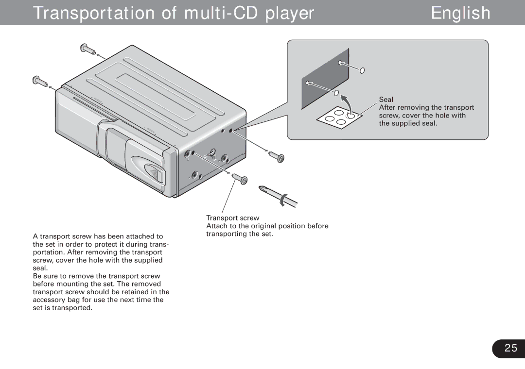 Pioneer CDX-FM1279 operation manual Transportation of multi-CD player English 