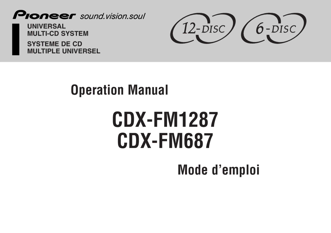 Pioneer CDX-FM687, CDX-FM1287 operation manual 