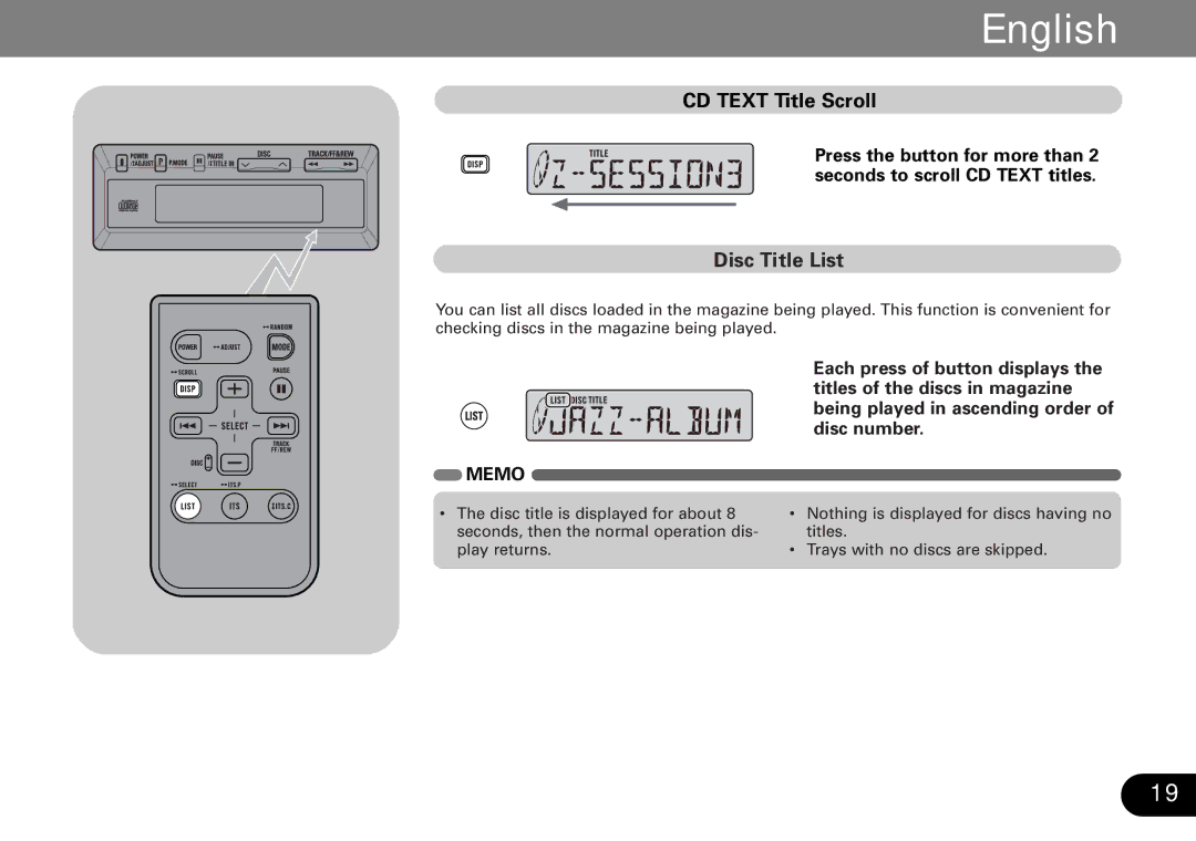 Pioneer CDX-FM687, CDX-FM1287 operation manual CD Text Title Scroll, Disc Title List 