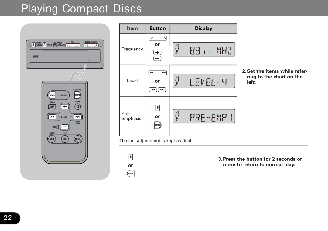 Pioneer CDX-FM1287, CDX-FM687 operation manual Button Display 