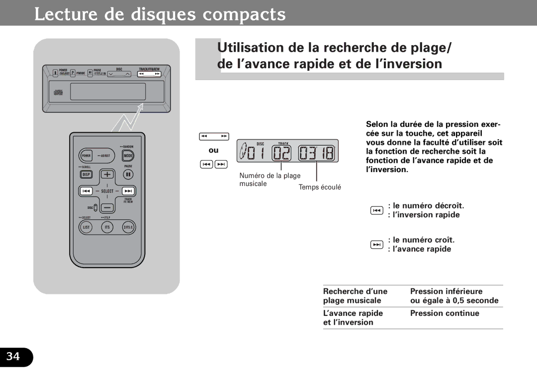 Pioneer CDX-FM1287, CDX-FM687 operation manual Lecture de disques compacts 