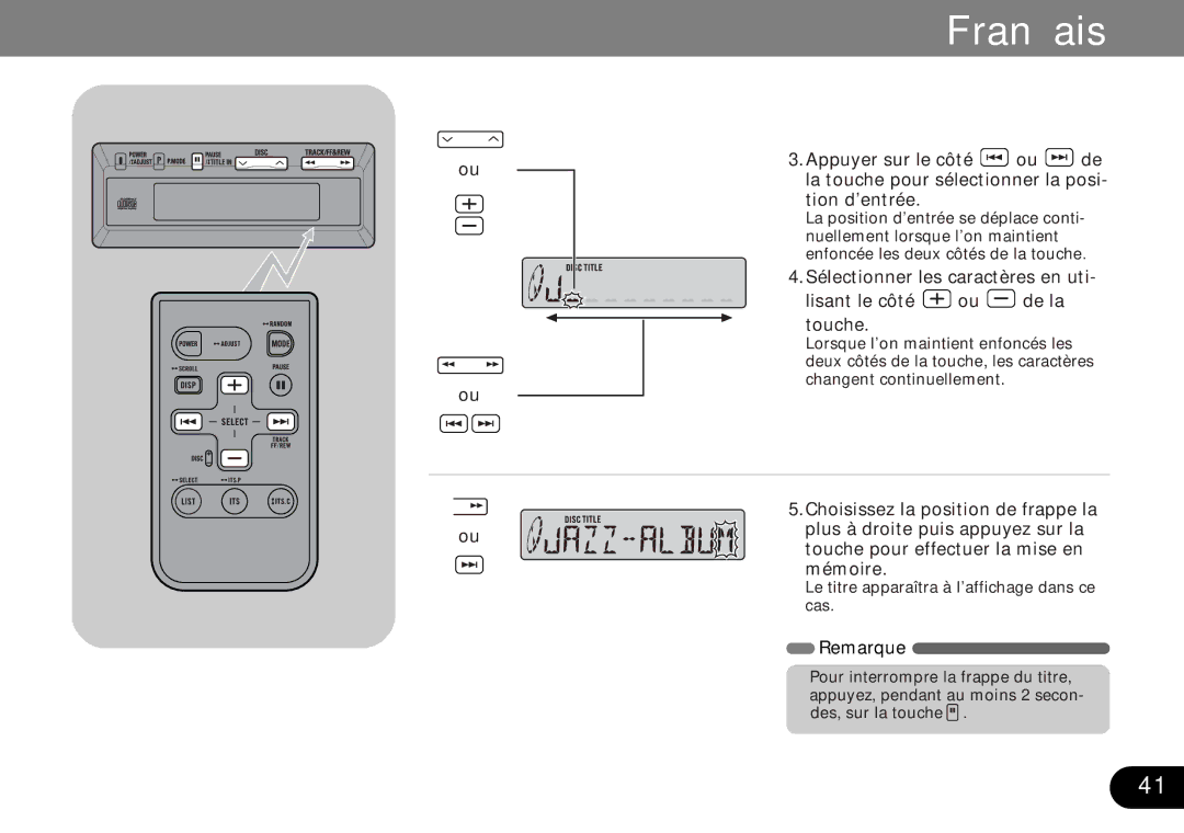 Pioneer CDX-FM687, CDX-FM1287 operation manual Le titre apparaîtra à l’affichage dans ce cas 