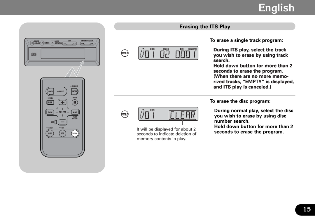Pioneer CDX-FM687, CDX-FM1287 operation manual English, Erasing the ITS Play 