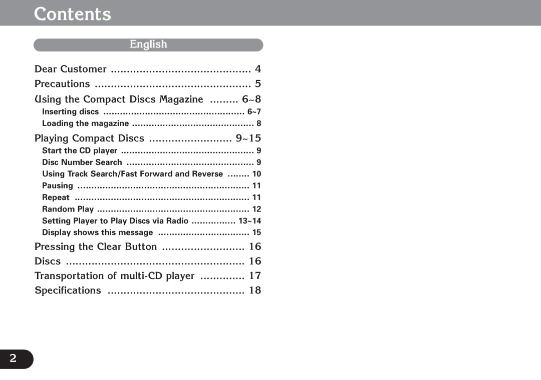 Pioneer CDX-FM673 operation manual Contents 