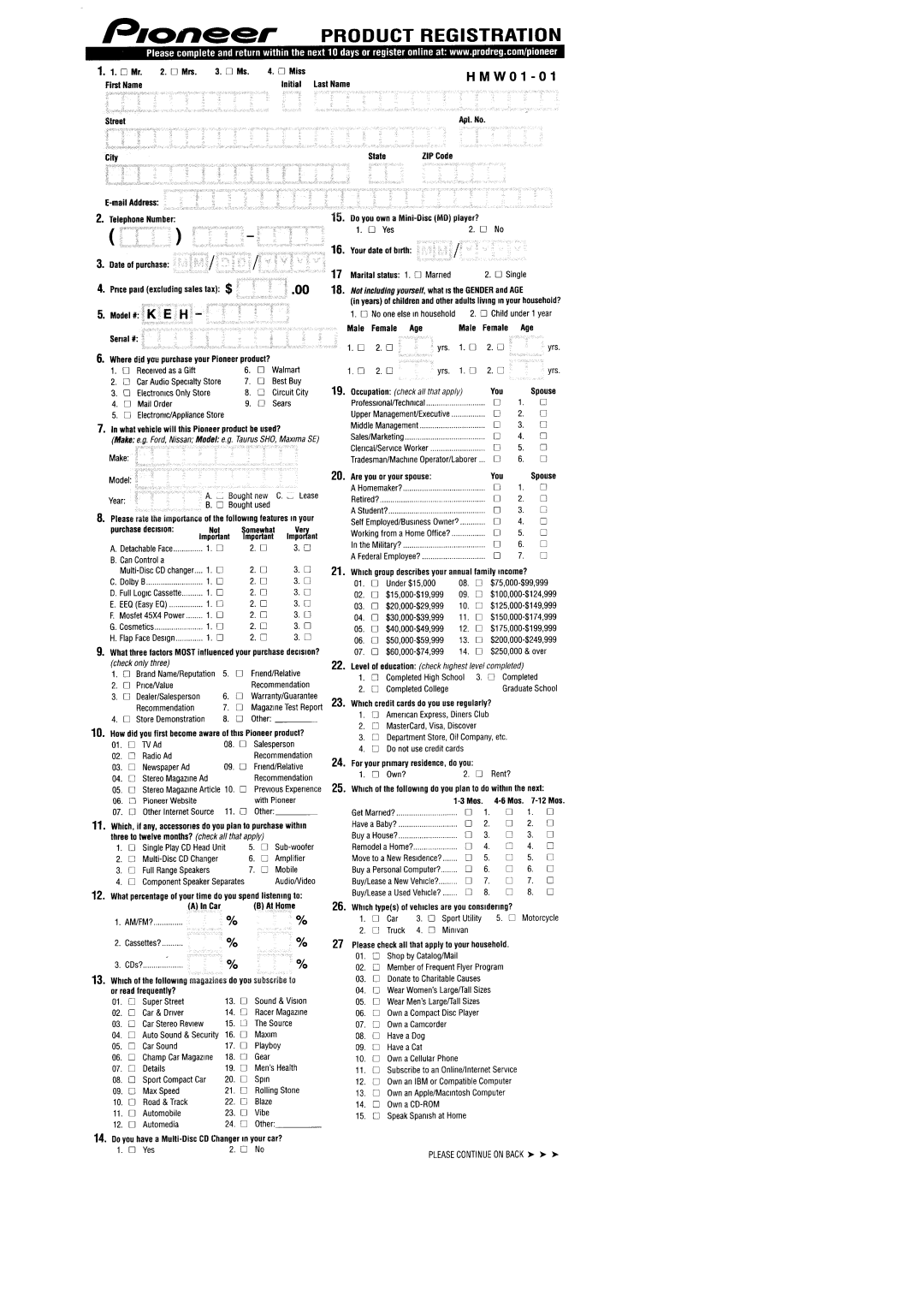 Pioneer CDX-FM673 operation manual 