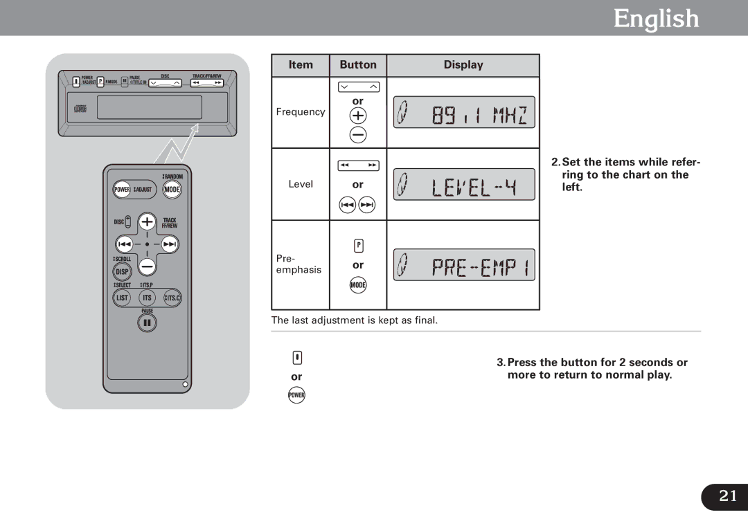 Pioneer CDX-FM677 operation manual Button Display 