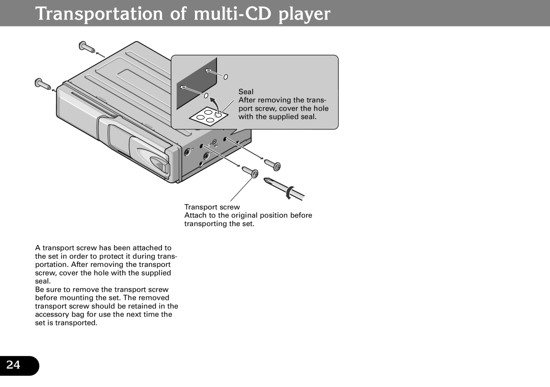 Pioneer CDX-FM677 operation manual Transportation of multi-CD player 