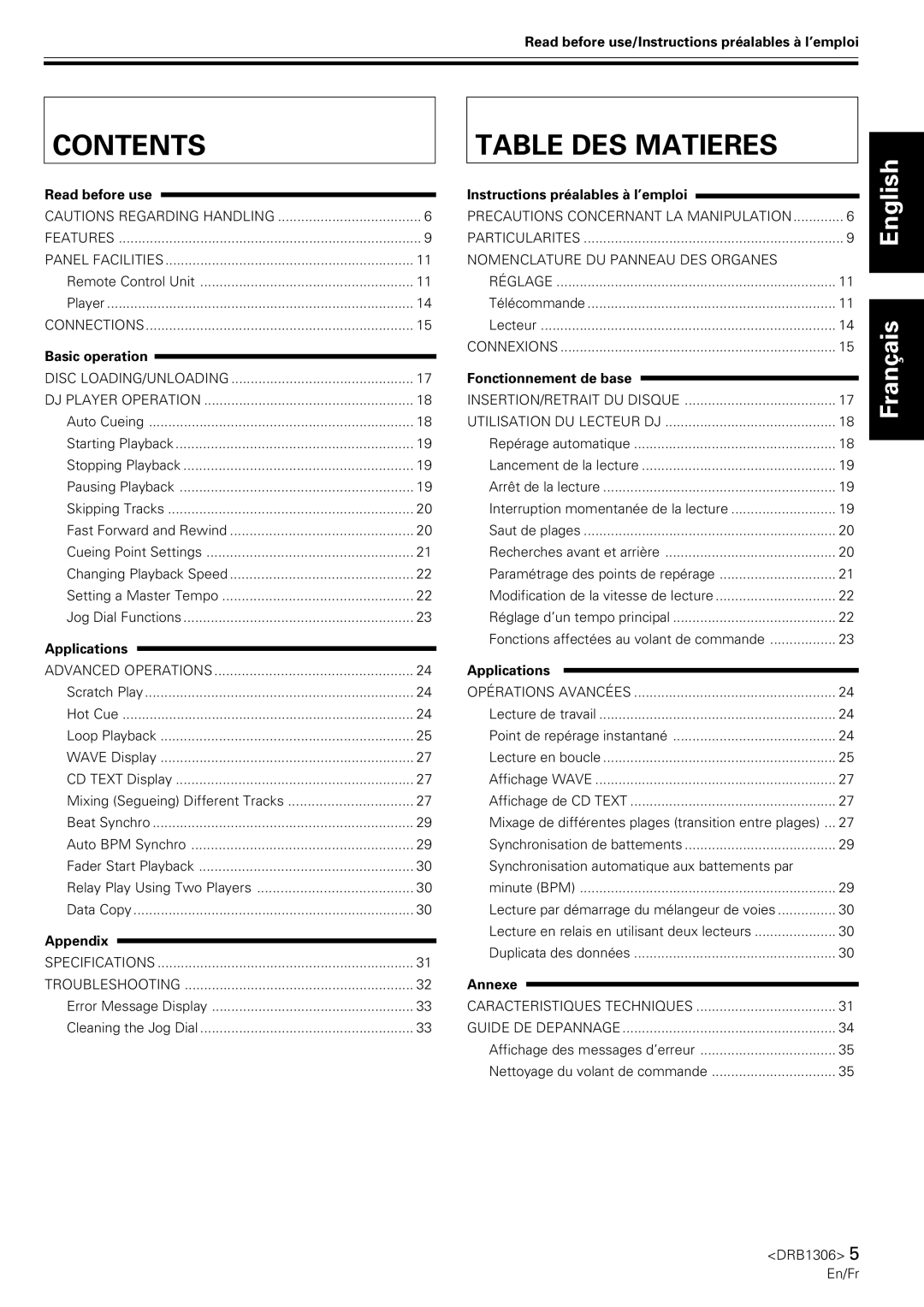 Pioneer CMX-3000 operating instructions Contents 