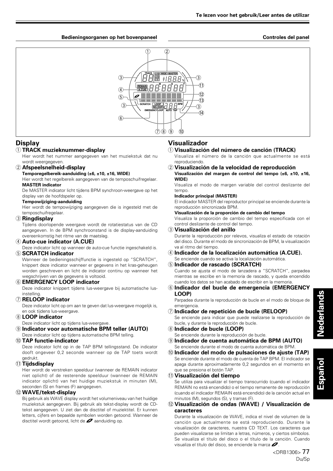 Pioneer CMX-3000 operating instructions Visualizador 