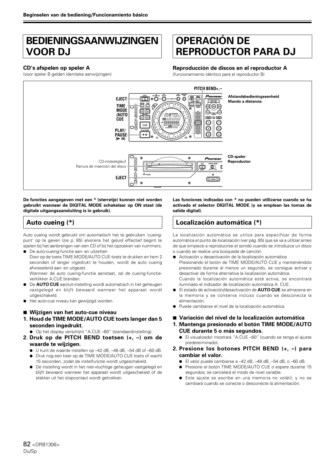 Pioneer CMX-3000 operating instructions Operación DE Reproductor Para DJ, Localización automática 