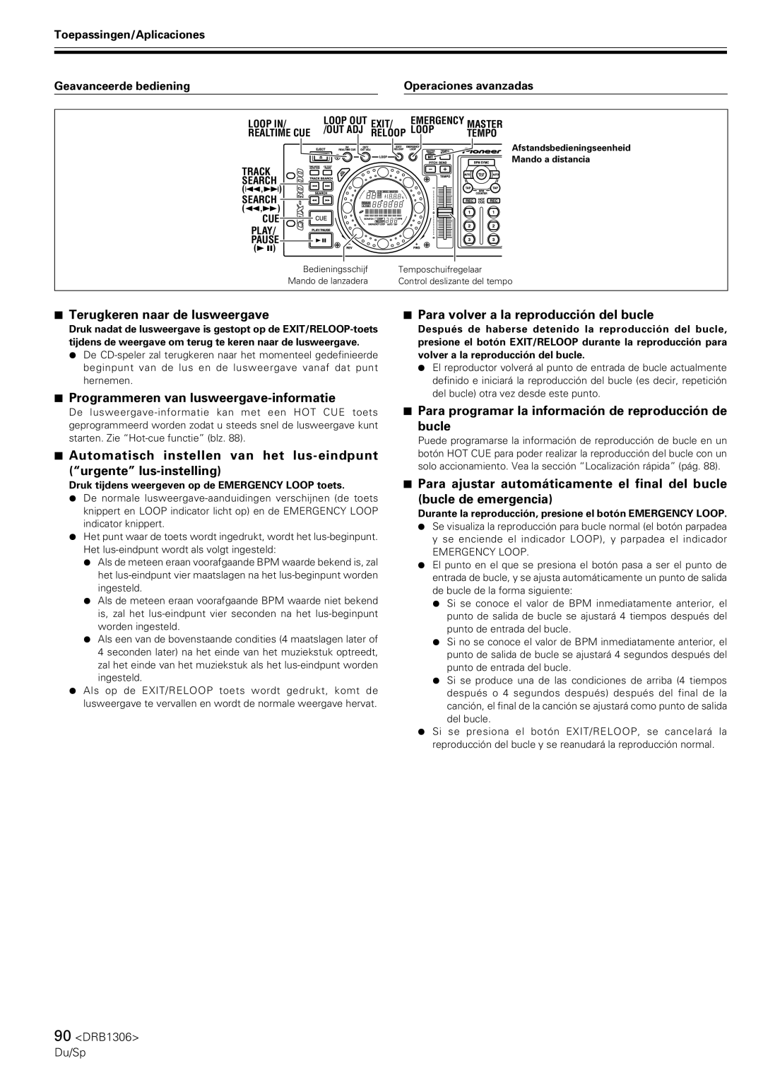 Pioneer CMX-3000 operating instructions Terugkeren naar de lusweergave, Programmeren van lusweergave-informatie 