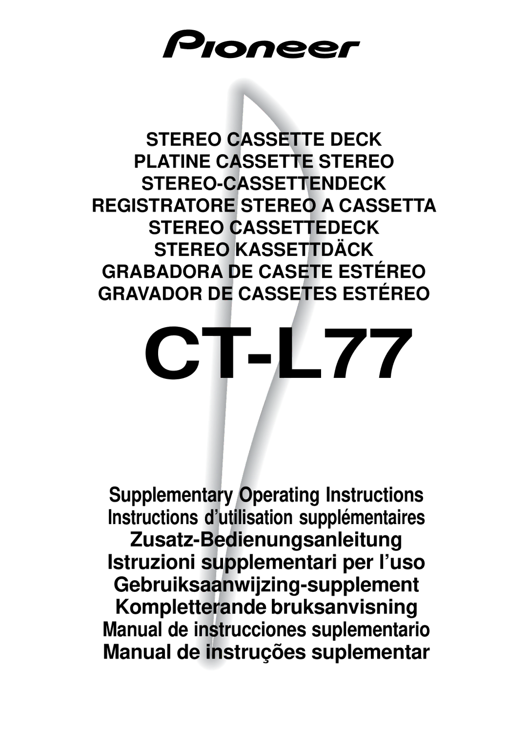 Pioneer CT-L77 operating instructions 