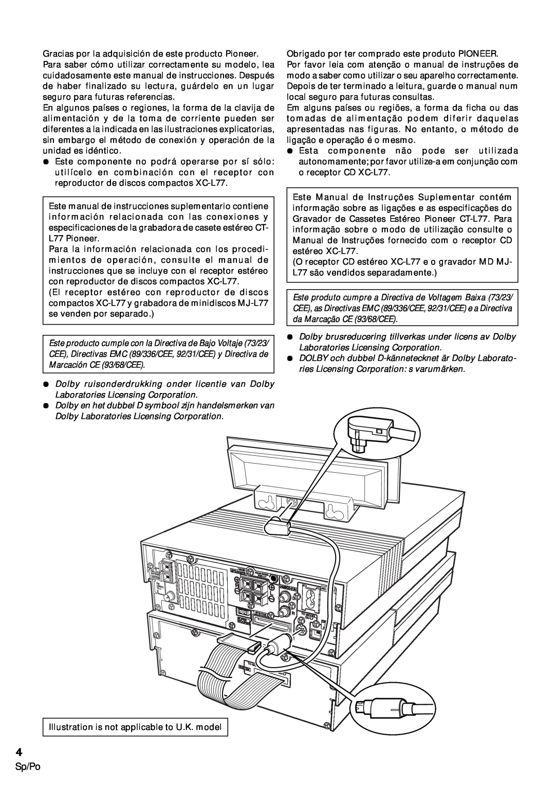Pioneer CT-L77 operating instructions Sp/Po 