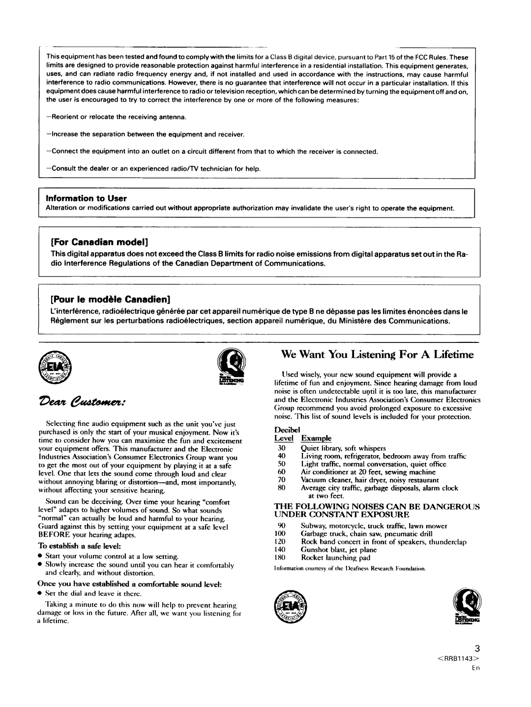 Pioneer CT-W603RS, CT-W803RS operating instructions We Want You Listening For a Lifetime 