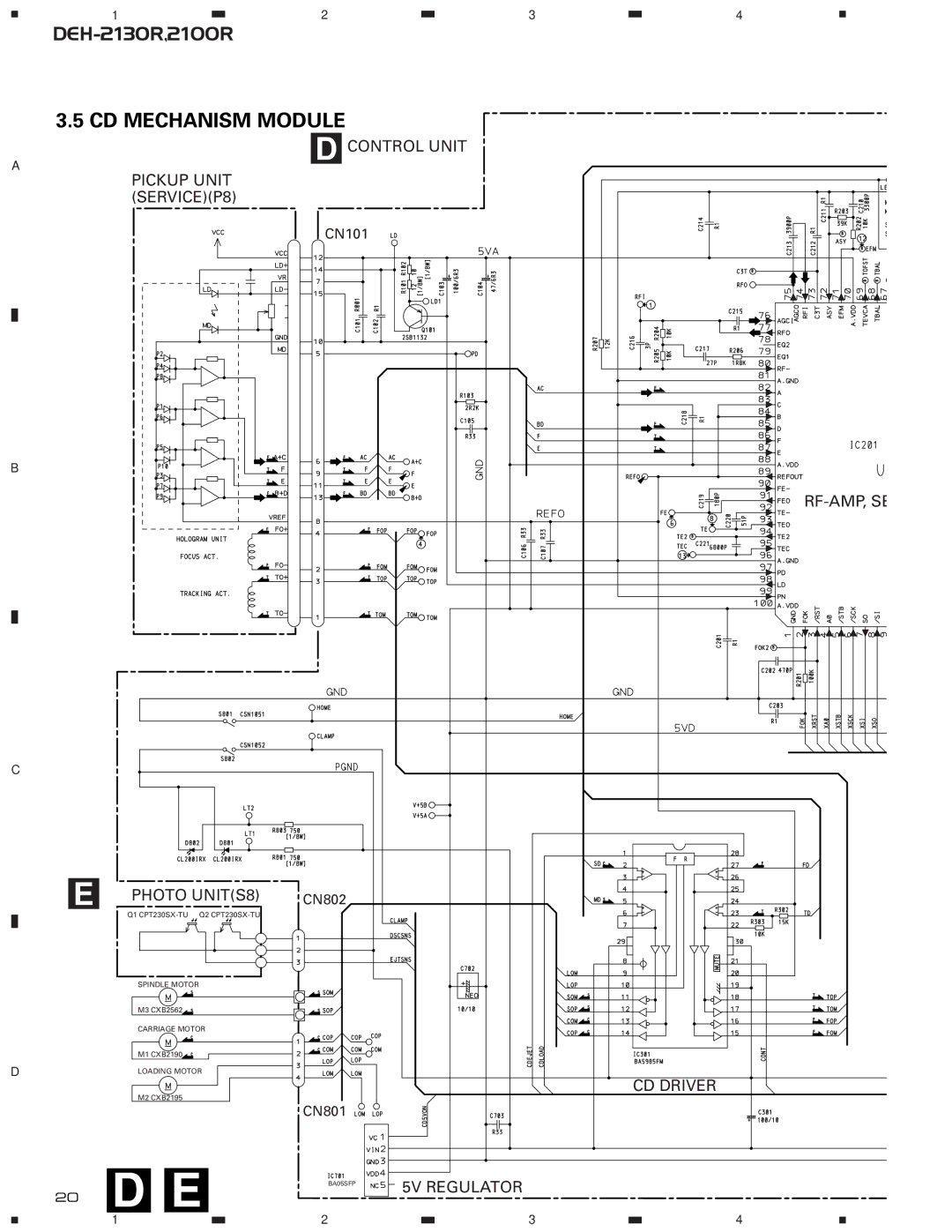 Pioneer CX-958 service manual Control Unit 