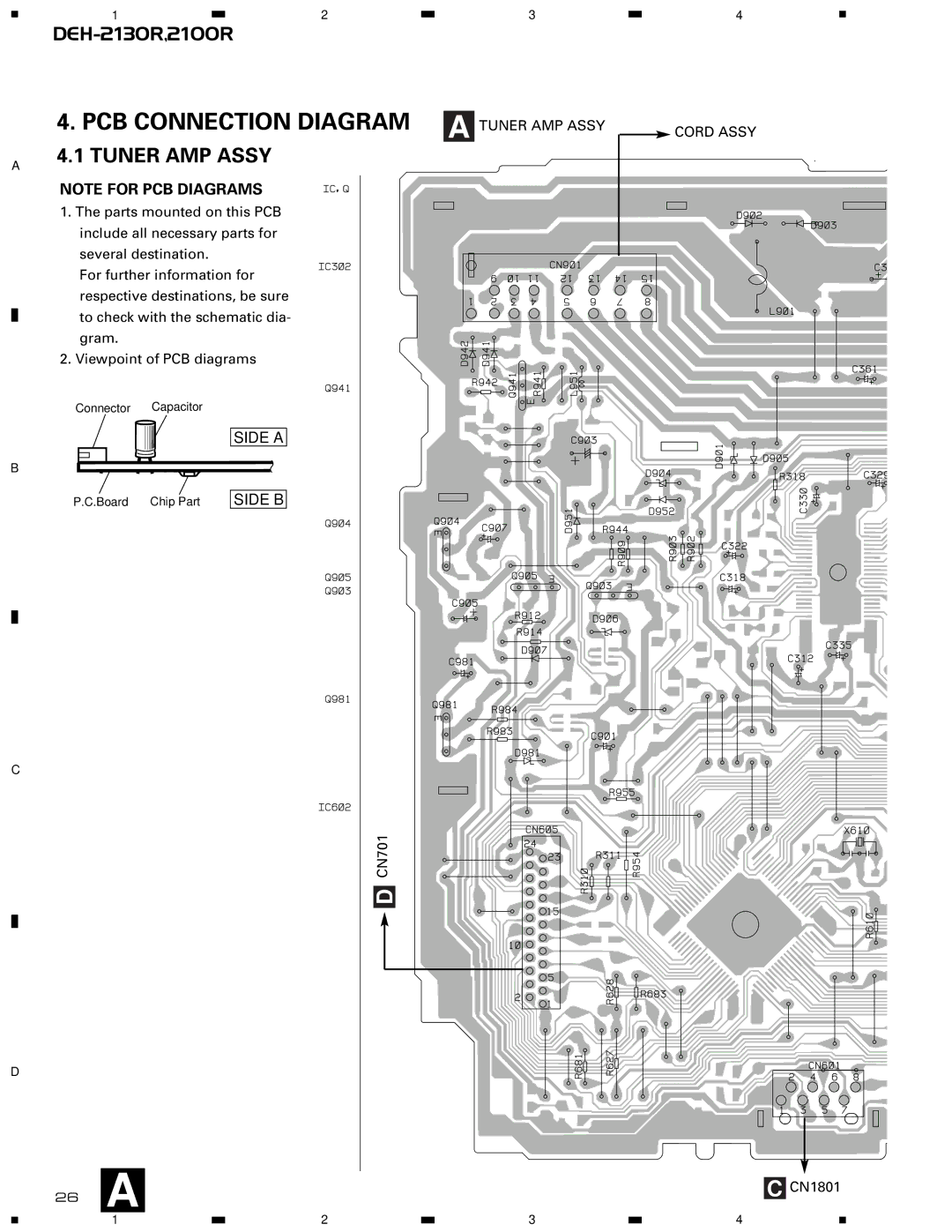 Pioneer CX-958 service manual PCB Connection Diagram a Tuner AMP Assy, Cord Assy 