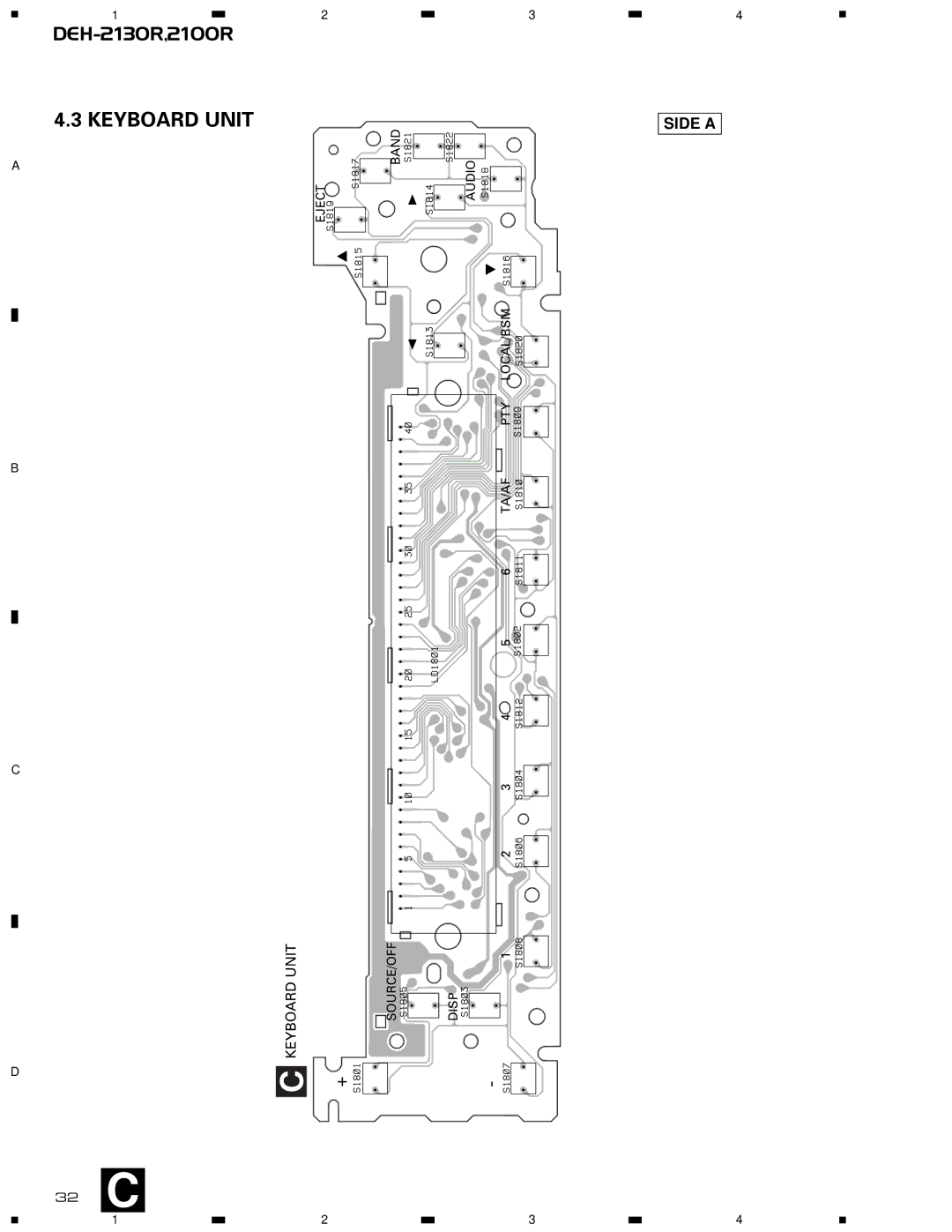 Pioneer CX-958 service manual 32 C, Keyboard Unit 