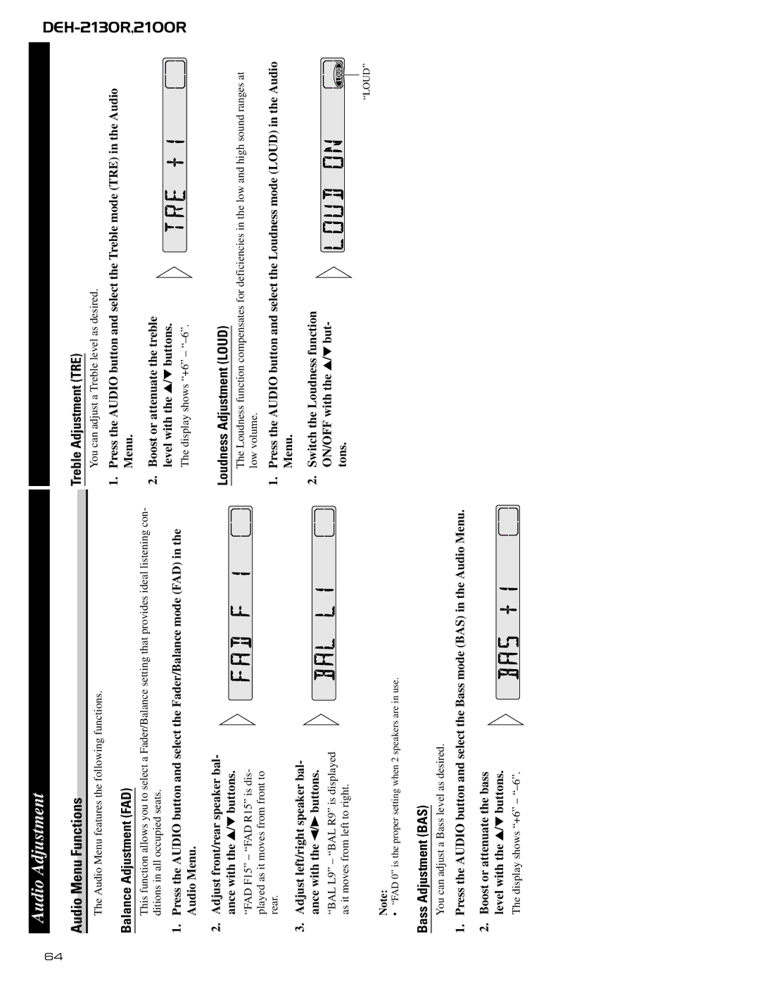 Pioneer CX-958 service manual Audio Menu Functions 