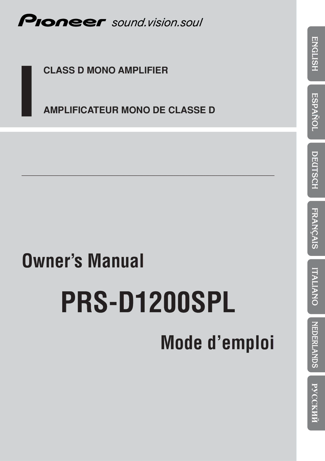 Pioneer owner manual PRS-D1200SPL 